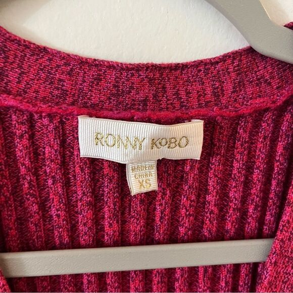 Ronny Kobo Garner Knit Top Ribbed Sweater Set Two Piece Shrug fuchsia multi XS - Picture 13 of 16